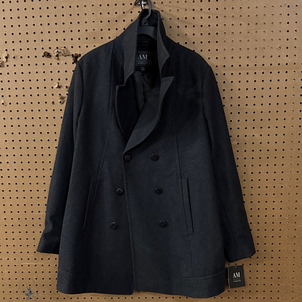 Andrew Marc Charcoal Double-Breasted Pea Coat